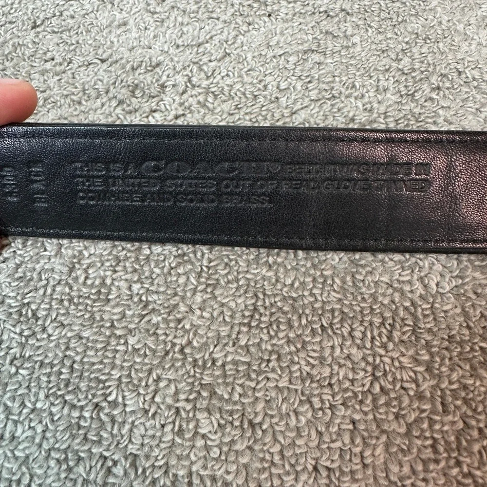 Vintage Coach 6300 Black Leather Belt Solid Brass Buckle Made in USA Mens 38